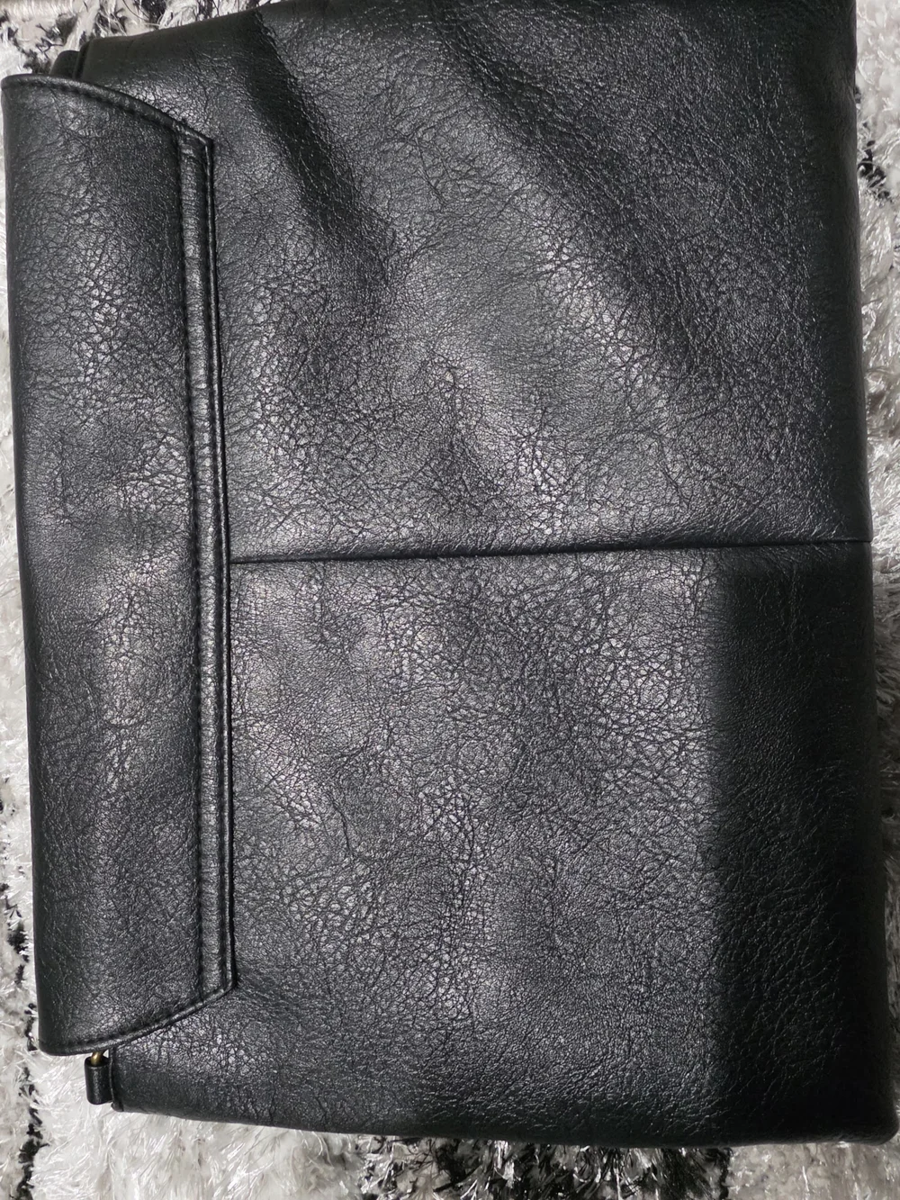 Black Fold-Over Wristlet Clutch with Top Handle Slot